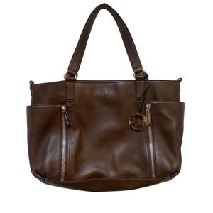 Michael Kors Jet Set Handbag Purse Shoulder Bag Brown Leather Logo